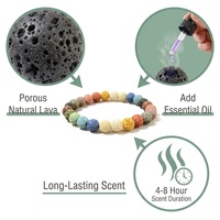 Bracelet d'aromathérapie en pierre de lave colorée, 12 couleurs, mélange arc-en-ciel, diffuseur d'huiles essentielles, perles volcaniques naturelles, OEM