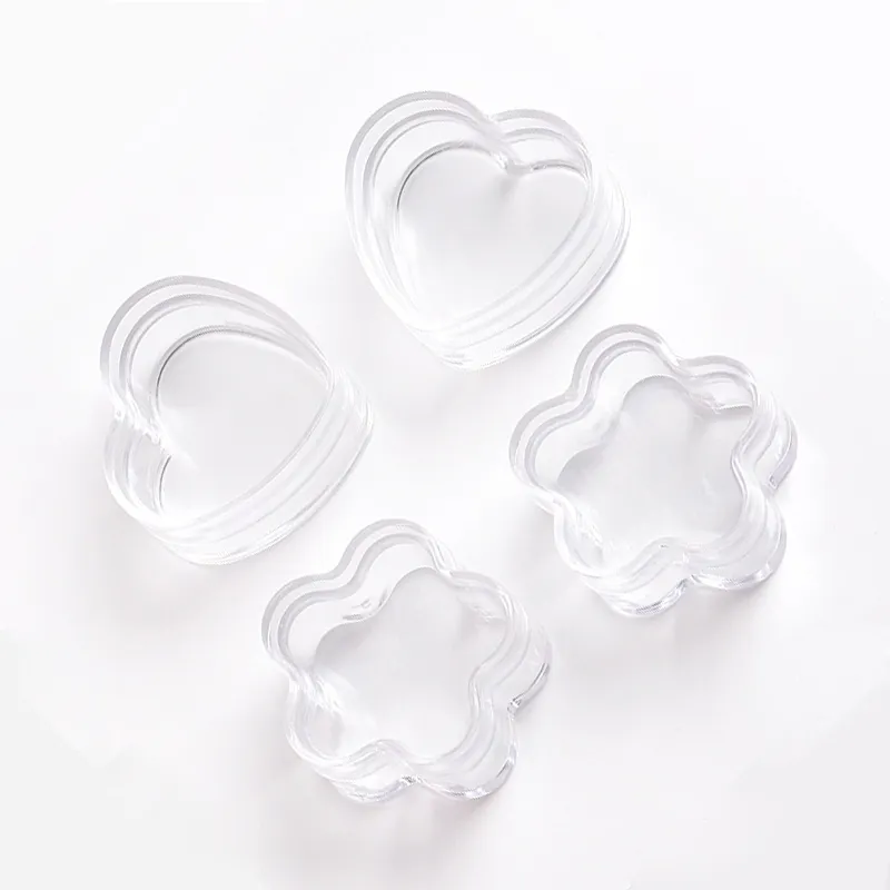 새로운 트렌드 스타 모양 3ml 3g 하트 꽃 모양 4ml 4g 미니 플라스틱 드라제 상자 용기 설탕 크림 보관 상자 항아리