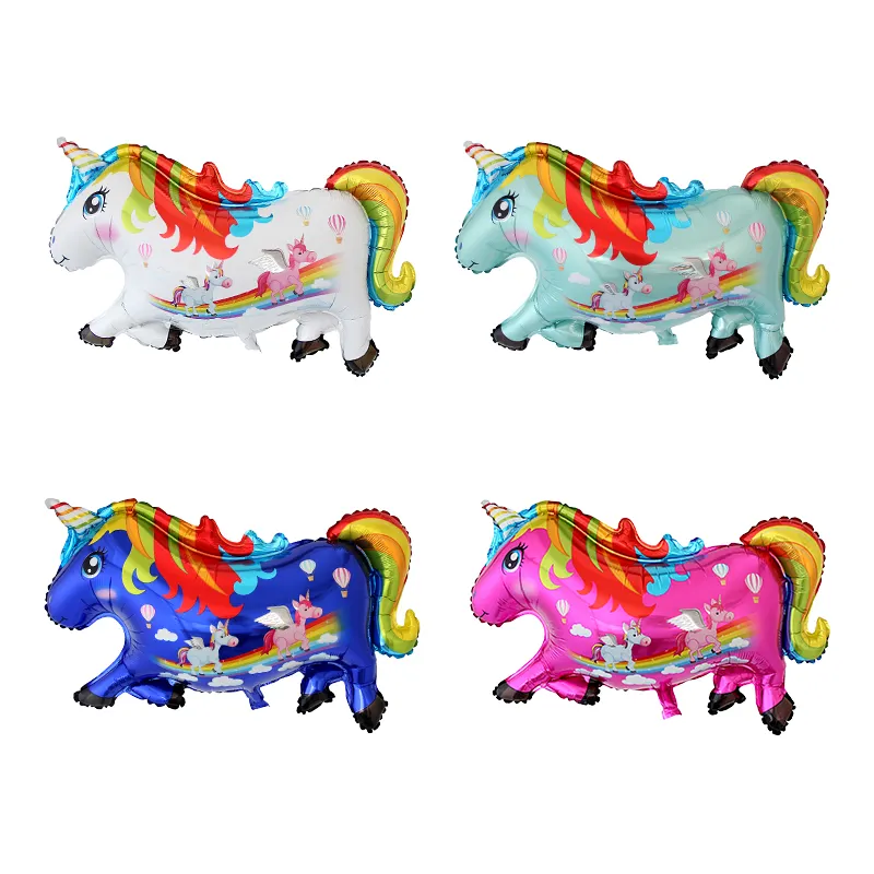 Distribuidor de balões, desenhos animados, animal, unicórnio, cavalo, hélio, folha, para festa de feliz aniversário, crianças, brinquedos