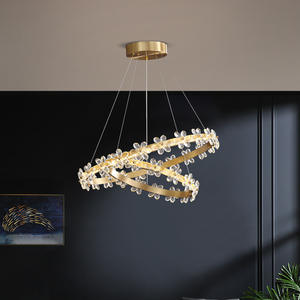 Anneau pendentif lumière intérieur salon suspendu moderne forme de fleur led lustre en cristal pièces - Product Image 5