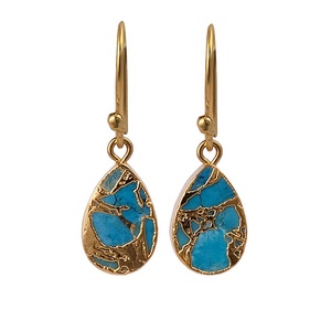 Boucles d'oreilles pendantes plaquées or faites à la main de meilleure qualité Bijoux en pierres précieuses Howlite à la mode classique avec crochet pour cadeaux - Product Image 6