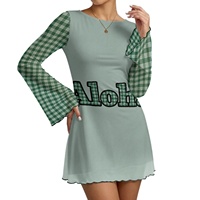 Ensemble robe mi-longue sur mesure en maille polyester, style club sexy, avec imprimé par transfert thermique inspiré du Palaka hawaïen Aloha