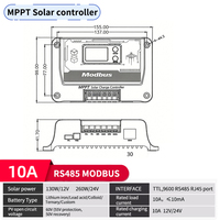 Controlador Solar MPPT con Protocolo de Comunicación RS485 de 10A, 12V/24V, 150V Máx. PV, 1600W, Interfaz TTL Universal Automática