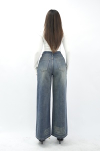 Premium Blue Highwaist Wide Leg Denim Jeans 8834 Breathable Comfort Versatile Modern Chic for Everyday Style - Product Image 3