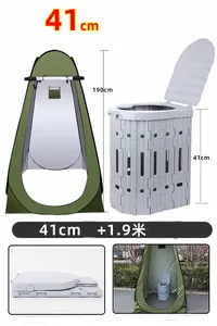 Toilet lipat portabel perjalanan, pot Portal plastik berkemah mobil luar ruangan tinggi 41cm gaya baru