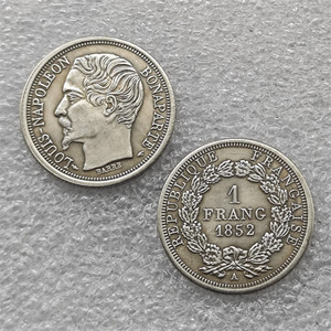 <span class=keywords><strong>Pièces</strong></span> commémoratives de style antique de 1 franc français de 1852, <span class=keywords><strong>Napoléon</strong></span> III, cadeaux, décoration de la maison - Product Image 1