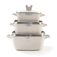 MWC Set panci panas kualitas baik Set peralatan masak antilengket Set Die Cast keramik logam putih aluminium disesuaikan kotak warna Logo Eropa