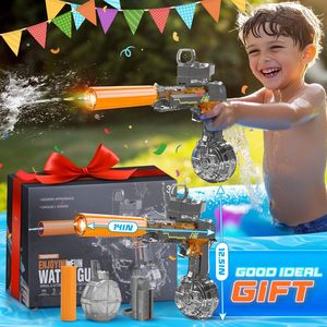 ปืนฉีดน้ำไฟฟ้าอัตโนมัติแบบมีไฟ LED ของเล่นเด็กสำหรับเล่นกลางแจ้งในฤดูร้อน รุ่นใส ดีไซน์แบบเดสเสิร์ทอีเกิล - Product Image 6