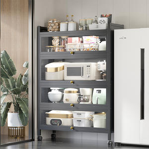 Étagère de rangement de cuisine à cinq couches en fer anti-poussière moderne sur pied armoire multifonctionnelle armoire buffet de ménage - Product Image 1
