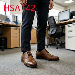 LXG,Office Events Wear Pointed Toe Fashion Hua Singh Derby Shoes <strong>Brogue</strong> Perforations Design Gradient <strong>Tan</strong> Dress Shoes HSA142 - Product Image 3