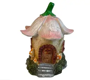 Tuin Gnomes Standbeelden Mini Fairy Garden Cottage Groen Blad Dak Met Bloemblaadje