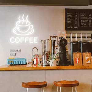 कप कॉफी नेतृत्व में नियोन साइन की दुकान सजावट कॉफी बार के लिए नियॉन लाइट साइन घर की दीवार सजावट रेस्तरां पेय खाद्य दुकान साइनबोर्ड