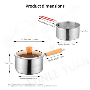 Casserole et poêle à frire en acier inoxydable FLEY, manche en bois avec <span class=keywords><strong>couvercle</strong></span> en verre, ustensiles de cuisine non revêtus, compatibles lave-vaisselle - Product Image 3