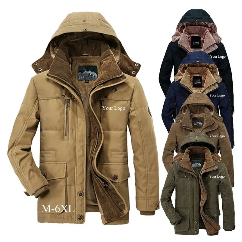 Cargo Jacket for Men Thick Fleece Sherpa Lined Fur Trench Thick Overcoat with Detachable Hood Jacket for Men Denim