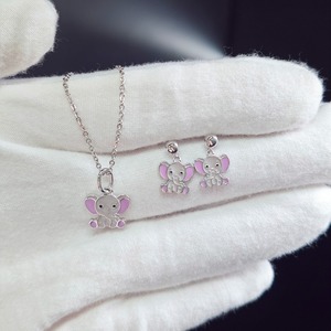 Conjunto de Collar y Aretes YILUN, Plata de Ley 925, Joyería de Esmalte con Diseño de Elefante para Mujeres y Niñas - Product Image 5