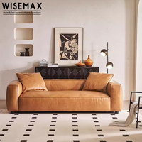 WISEMAX MÜBLER italienisches minimalistisches Bodensofa geteiltes echtes Leder Holzrahmen daunenfeder gefülltes Sofa für Wohnzimmer