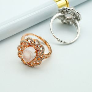 925 Silver Jewelry for Women Pretty Synthetic <strong>Moon</strong> <strong>Stone</strong> <strong>Ring</strong> with Gold Plated 925 Sterling Silver Casual <strong>Rings</strong> for Ladies - Product Image 6