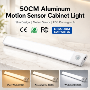 Applique murale LED intelligente à détecteur de mouvement en alliage d'aluminium, rechargeable, sans fil, à intensité variable, température de couleur multiple, éclairage magnétique B2B - Product Image 1