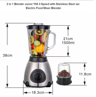 Blender Juicer 2 in 1 Y66 Speed Dengan Wadah Stainless Steel Mixer Makanan Elektrik Blender
