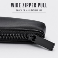 Trousse de Maquillage de Voyage en Cuir Noir avec Fermeture Éclair pour Soins Quotidiens – Pochette Cosmétique Portable pour Sac à Main
