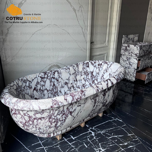 Натуральная полированная мраморная Ванна Calacatta Viola, настраиваемая Роскошная каменная Мраморная Ванна - Product Image 3