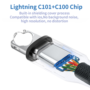 Adaptateur audio pour écouteurs USB C vers prise jack stéréo 3,5 mm, adaptateur universel DAC, adaptateur <span class=keywords><strong>Apple</strong></span> d'origine, câble 8 broches vers femelle pour iPhone - Product Image 3