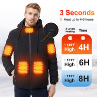 Veste chauffante imperméable à 9 zones, veste d'hiver chauffante coupe-vent pour homme
