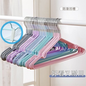 Plastic-Coated Hangers Rectangle Non-Marking Anti-Shoulder Thickened <b>Clothes</b> Hanger For Dormitory Clothing <b>Storage</b> - Product Image 5