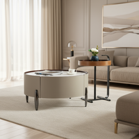 Ensemble de tables basses de salon de luxe moderne, design en cuir de selle, motif léger, durable, extensible, meubles de maison en pierre