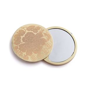 Contracted Design Metal Engrave Logo <b>Small</b> Gold <b>Mirror</b> <b>Round</b> Pocket <b>Mirror</b> - Product Image 6