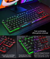 Teclado para juegos TF260 de 87 teclas con ratón retroiluminado con LED y alfombrilla de ratón Juego de tres piezas luminiscente
