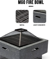Foyer avec étagère pour barbecue, pour jardin, patio, extérieur, brasero en acier avec bordure en pierre artificielle MgO