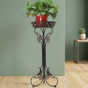 Wrought Iron Flower Stand Indoor Outdoor Plant <b>Pot</b> <b>Holder</b> Decorative Metal Floral Planter Riser for Home Patio Garden Decor - Product Image 4