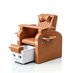 Fauteuil de pédicure de luxe moderne marron pour salon de beauté, sans plomberie, avec fonction massage et bain de pieds, pour vente en gros - Product Image 5