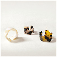 Vente en gros personnalisée Acétate de cellulose Bague en forme de vague en écaille de tortue Bague en résine acrylique Bijoux de mode pour femmes