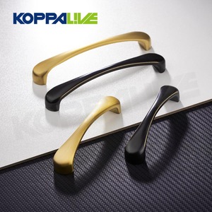 Koppalive Modern European Golden <strong>Cabinet</strong> Handles <strong>Slim</strong> Curve Design Brass Drawer Pulls for Kitchen &amp; Dresser - Product Image 2