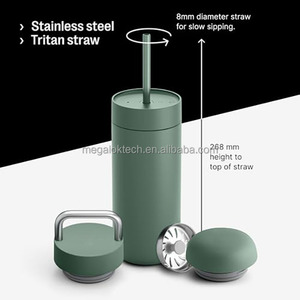 Vaso Térmico Carter de 20 oz con 3 Tapas, Acero Inoxidable, Doble Pared, Aislamiento al Vacío, Antiderrames, Interior Cerámico - Product Image 2