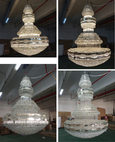 Lustre en cristal de grande taille pour escaliers d'hôtel, style Empire, luxe, doré
