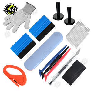 CLEZE 9 pièces Auto vinyle Film emballage raclette avec feutres papier peint grattoirs <span class=keywords><strong>Mobile</strong></span> écran autocollant fenêtre propre outils - Product Image 3