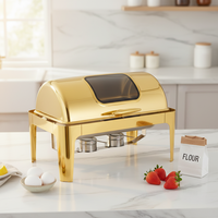 Edelstahl 201 Restaurant Buffet Servierset mit Dampfgarer und Alkoholheizung, 9L Fassungsvermögen für Catering Chafing Dish Warmhaltefunktion