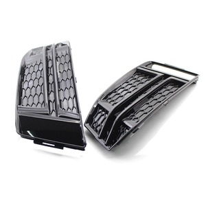 Audi A4 B9 Fog Light Bezel 8W0807681F Lower Grille 8W0807682F Glossy Black <b>ABS</b> Trim Cover 2016-2018 Sport Edition - Product Image 1