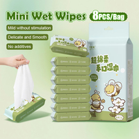 Lingettes humides écologiques en polyester non tissé, format voyage, 8 paquets de 8 lingettes, non parfumées, douces, sans alcool, fabrication OEM