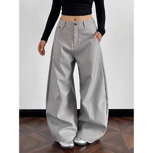 <span class=keywords><strong>Pantaloni</strong></span> <span class=keywords><strong>a</strong></span> Gamba Larga da Donna <span class=keywords><strong>a</strong></span> Vita Alta, Casual, <span class=keywords><strong>a</strong></span> <span class=keywords><strong>Righe</strong></span>, Tinta Unita, per Ufficio, Streetwear, Novità 2026 - Product Image 4