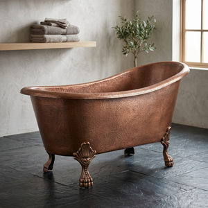 Baignoire autoportante en cuivre pur avec base à rebord, très demandée pour la salle de bain - Indian Home Crafts - Product Image 3