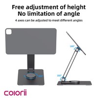 Support de tablette magnétique en aluminium, rotatif à 360°, réglable, pliable, support de bureau pour iPad Pro de 11 à 13 pouces, base antidérapante