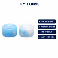 Lot de 45 ml de mini-blocs réfrigérants réutilisables ronds en PEHD de qualité alimentaire pour boissons et aliments, idéal pour la bière et les boissons en extérieur