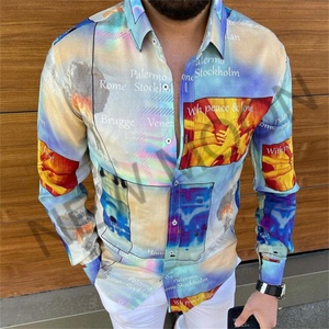 เสื้อเชิ้ตผู้ชายทรงเข้ารูปแบบใหม่สำหรับฤดูใบไม้ร่วงและฤดูใบไม้ผลิ ผ้ากันยับ ระบายอากาศได้ดี พิมพ์ลาย 3 มิติ สไตล์ลำลอง แขนยาว - Product Image 5