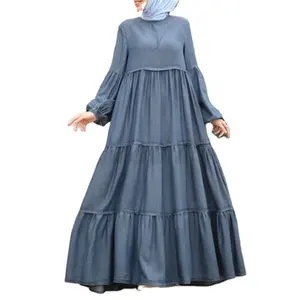 Muslim Women's Long Maxi Dress Abaya Kaftan Dubai Kaftan Robe Islamic Party  Gown