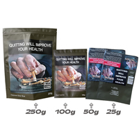 Sachet de tabac vide anti-odeur avec fermeture éclair, imprimé sur mesure par le fabricant, 25g 30g 50g, ambre doré, pour emballage de feuilles de fumage