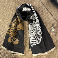 Écharpe d'hiver chaude et épaisse en jacquard, style « Old Money », imprimé léopard, toucher cachemire, pour femme, luxe et élégance, commande en gros